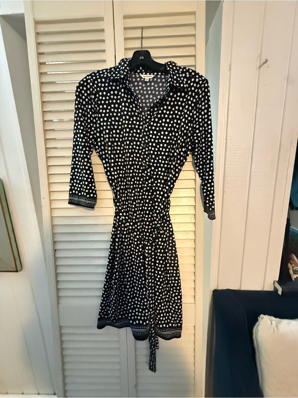Black and White Polka Dot Shirt Dress